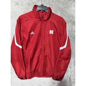 NEBRASKA Corn Huskers Jacket mens L Adidas Windbreaker Full Zip red